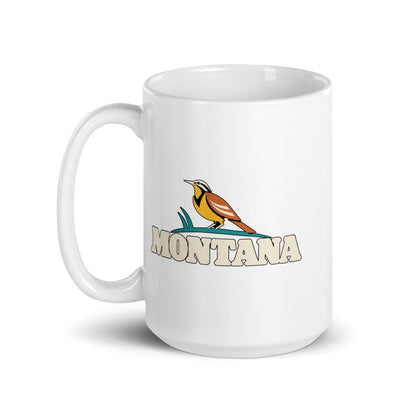 Montana Meadowlark — white mug, 15 oz, left side, logo on both sides
