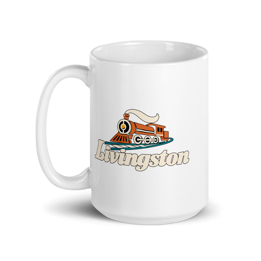 Livingston — white mug, 15 oz, left side, logo on both sides