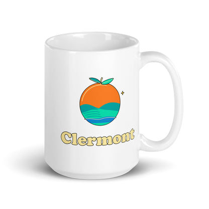 Clermont — White mug, 15 oz, right side, logo on both sides