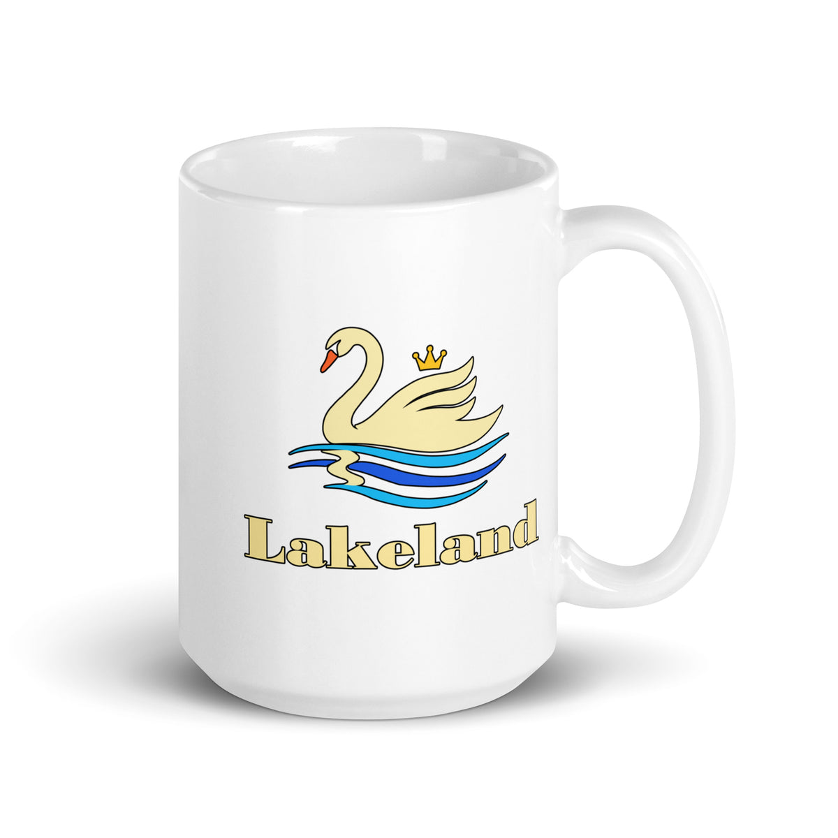 Lakeland — White mug, 15 oz, right side, logo on both sides