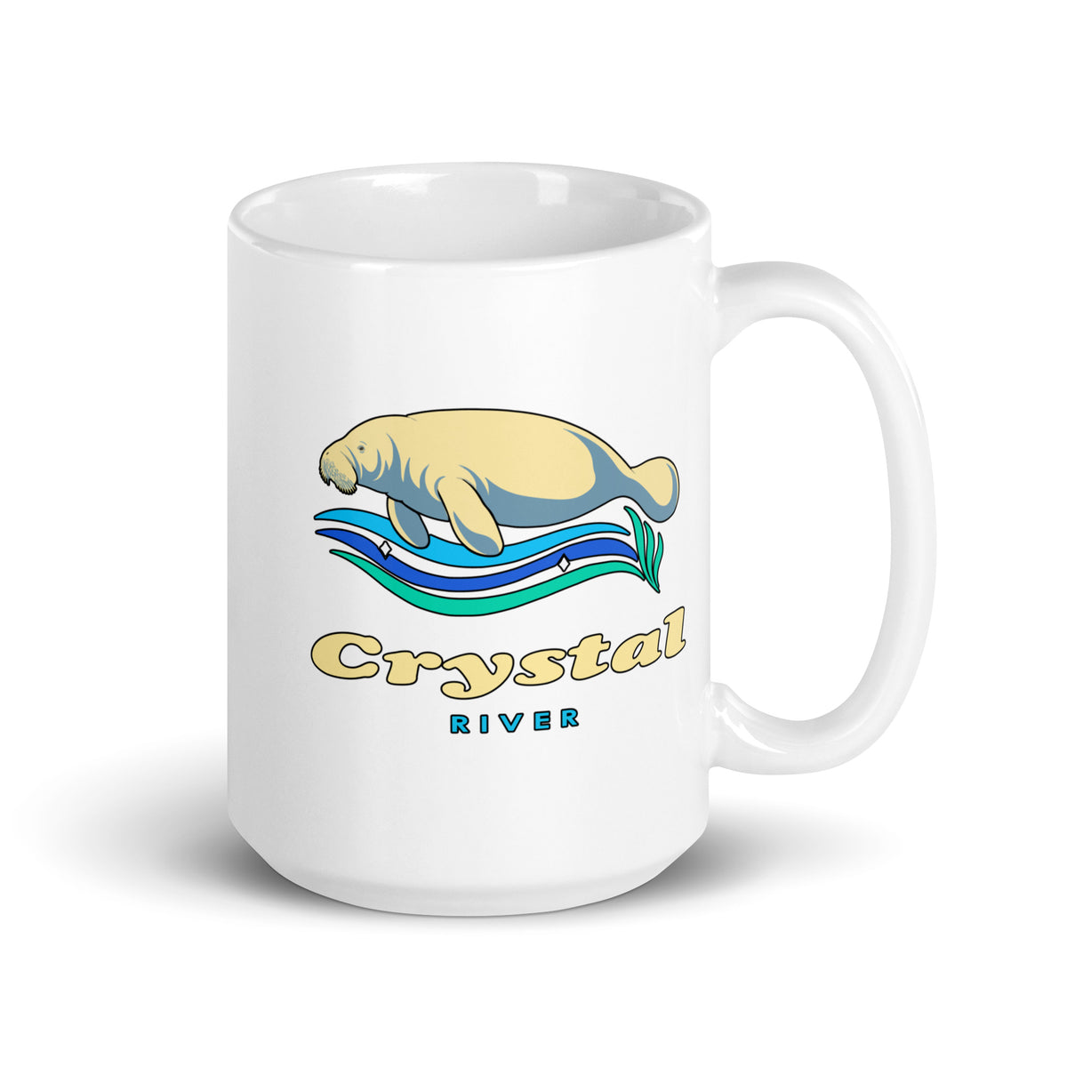 Crystal River — White mug, 15 oz, right side, logo on both sides