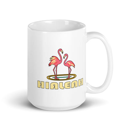 Hialeah — White mug, 15 oz, right side, logo on both sides