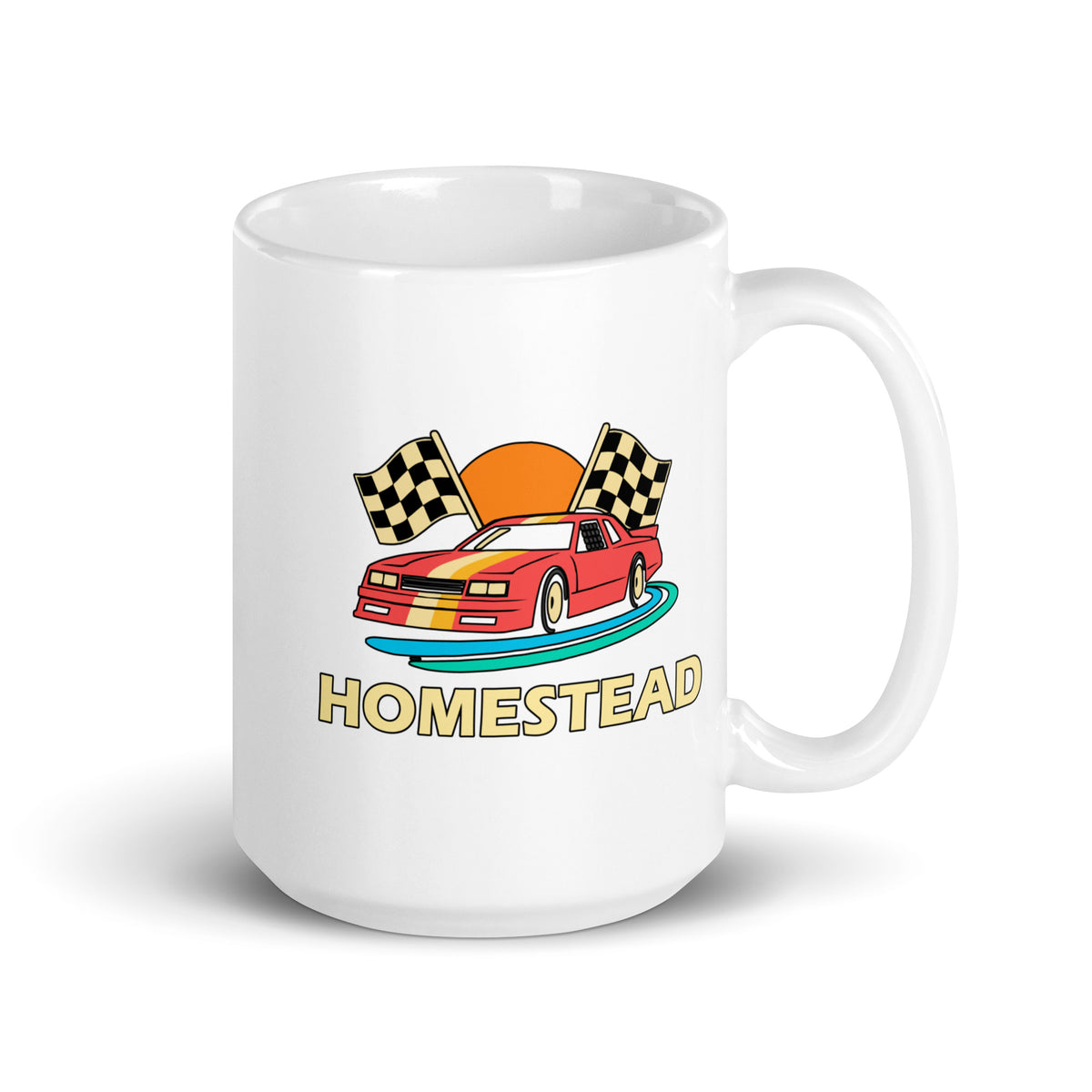 Homestead — White mug, 15 oz, right side, logo on both sides