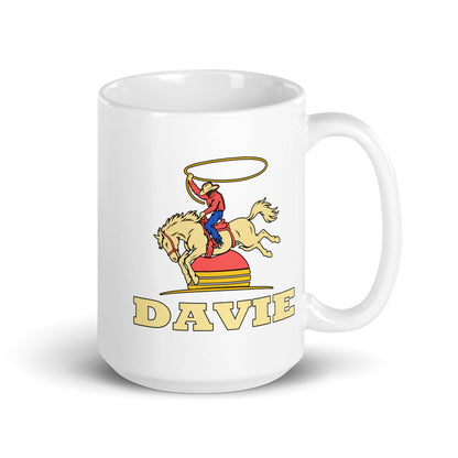 Davie — White mug, 15 oz, right side, logo on both sides