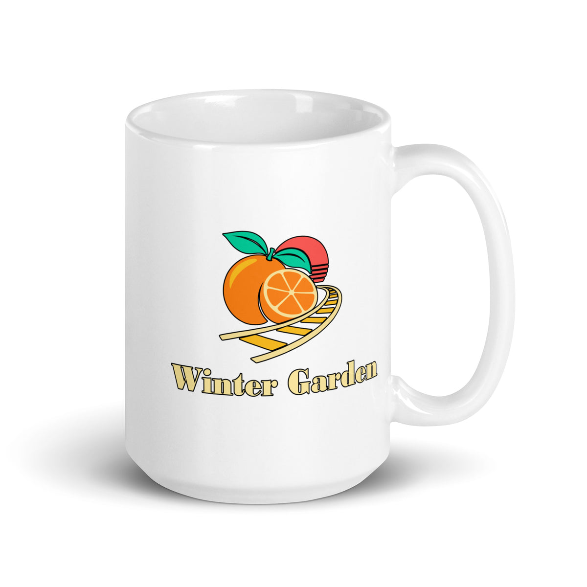 Winter Garden — White mug, 15 oz, right side, logo on both sides