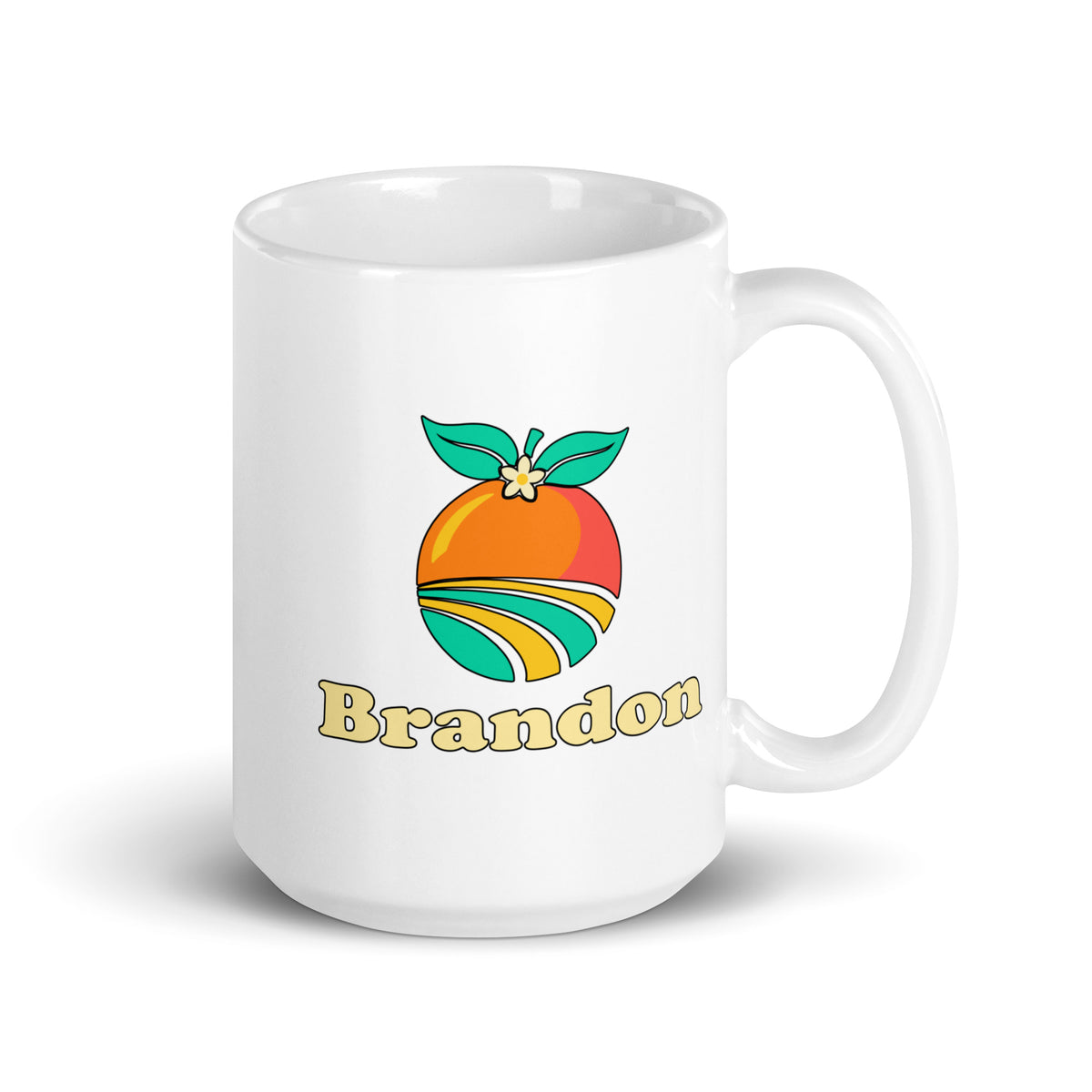 Brandon — White mug, 15 oz, right side, logo on both sides