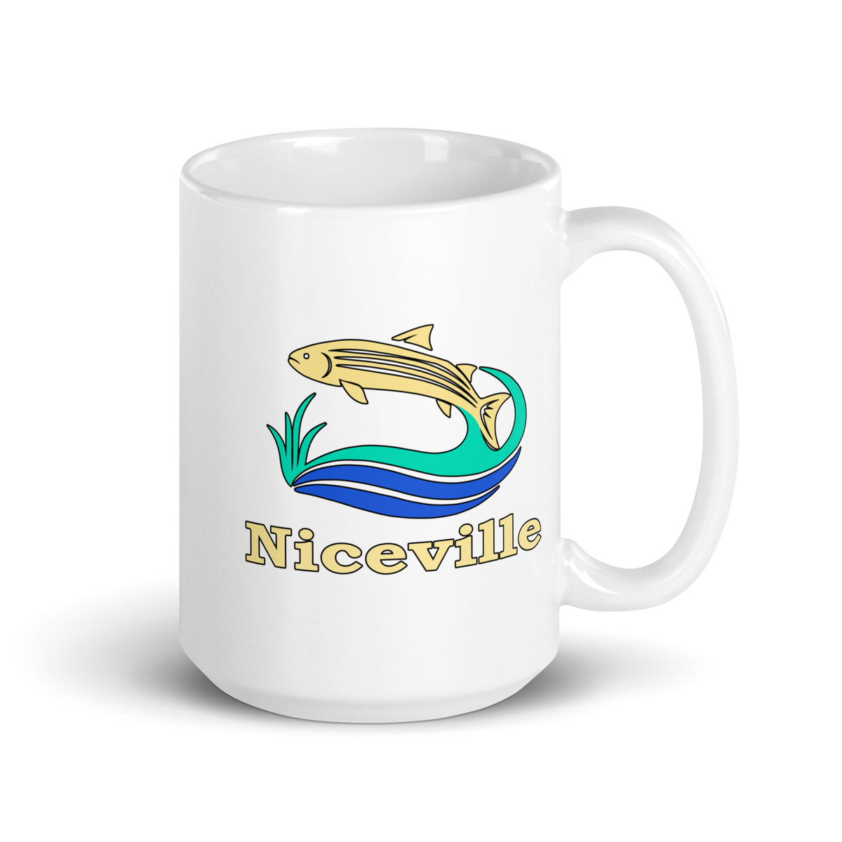 Niceville — White mug, 15 oz, right side, logo on both sides