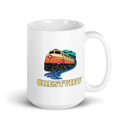 Crestview — White mug, 15 oz, right side, logo on both sides