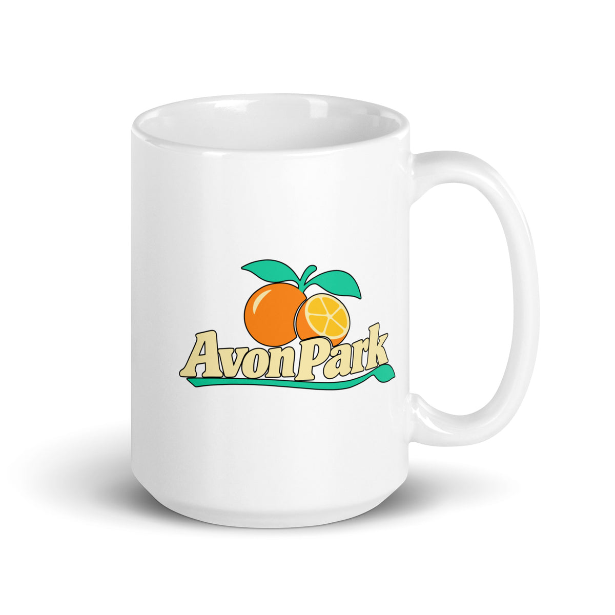 Avon Park — White mug, 15 oz, right side, logo on both sides