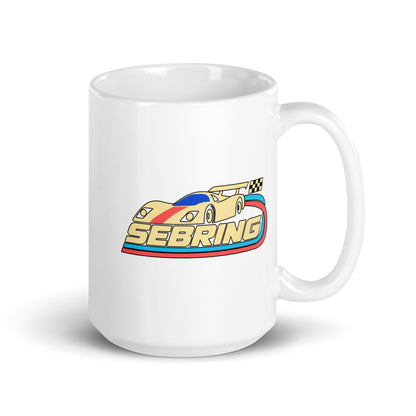 Sebring — White mug, 15 oz, right side, logo on both sides