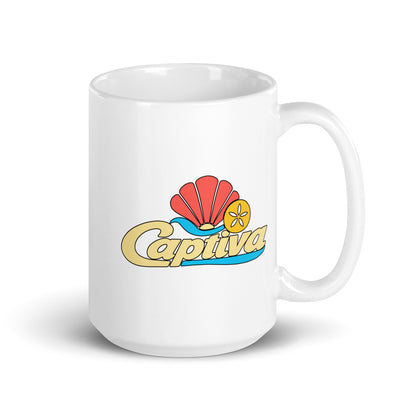 Captiva — White mug, 15 oz, right side, logo on both sides