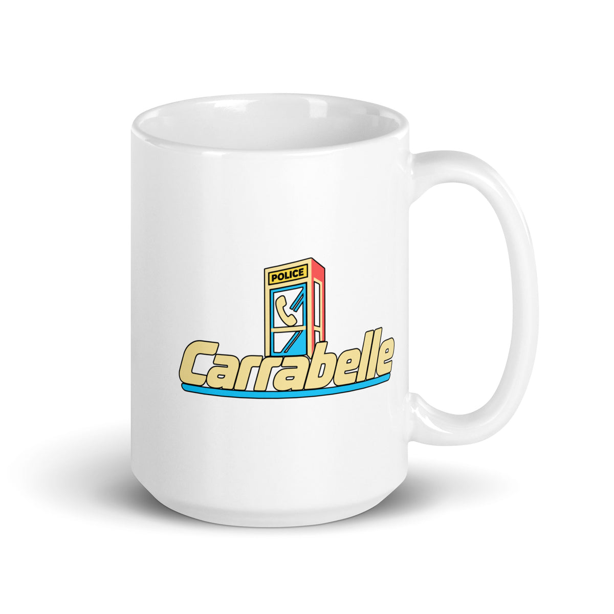 Carrabelle — White mug, 15 oz, right side, logo on both sides
