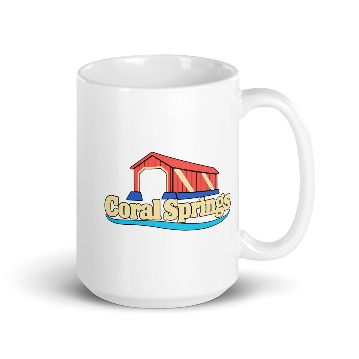 Coral Springs — White mug, 15 oz, right side, logo on both sides