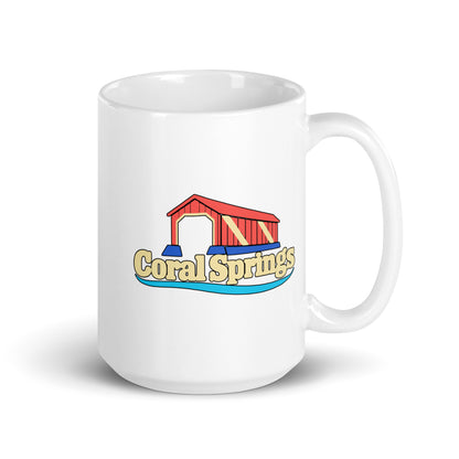 Coral Springs — White mug, 15 oz, right side, logo on both sides