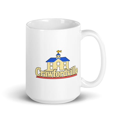 Crawfordville — White mug, 15 oz, right side, logo on both sides
