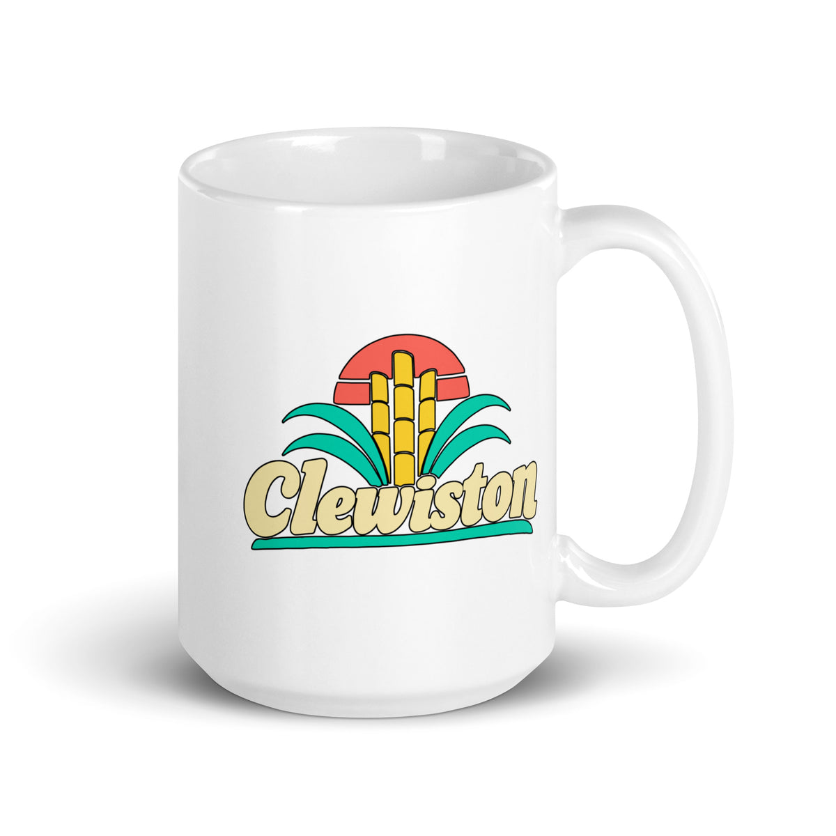 Clewiston — White mug, 15 oz, right side, logo on both sides