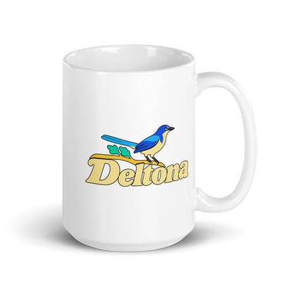 Deltona — White mug, 15 oz, right side, logo on both sides