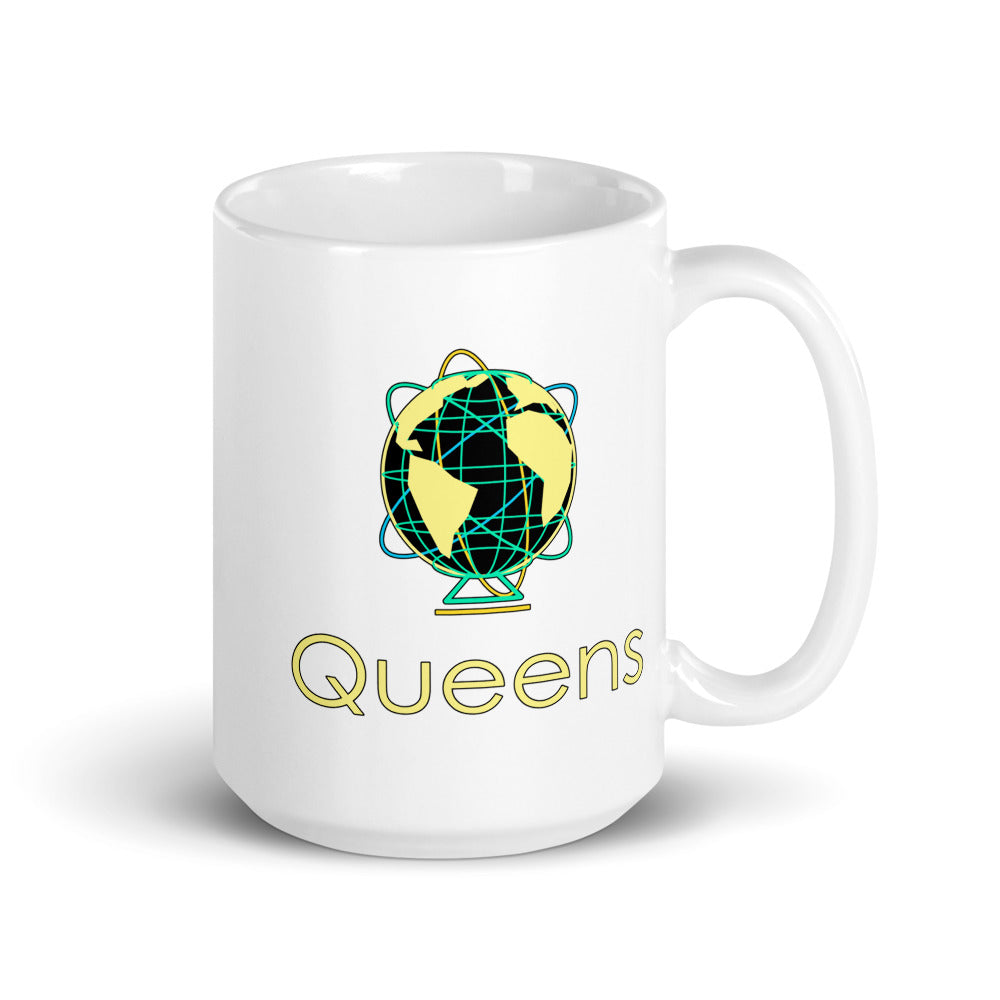 Queens — white mug, 15 oz, right side, logo on both sides