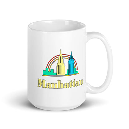 Manhattan — white mug, 15 oz, right side, logo on both sides