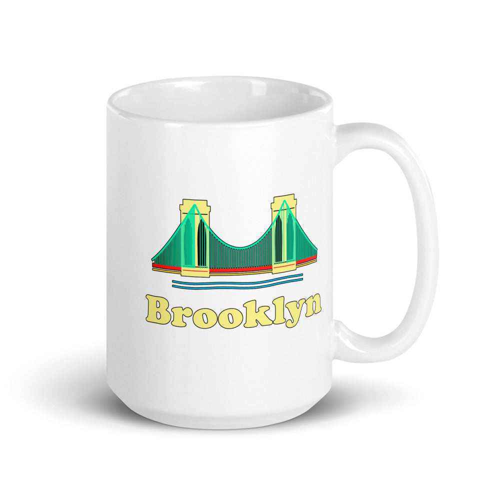 Brooklyn — white mug, 15 oz, right side, logo on both sides