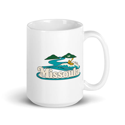 Missoula — white mug, 15 oz, right side, logo on both sides