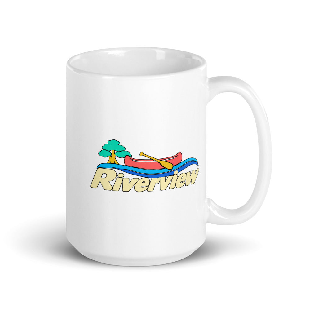 Riverview — white mug, 15 oz, right side, logo on both sides