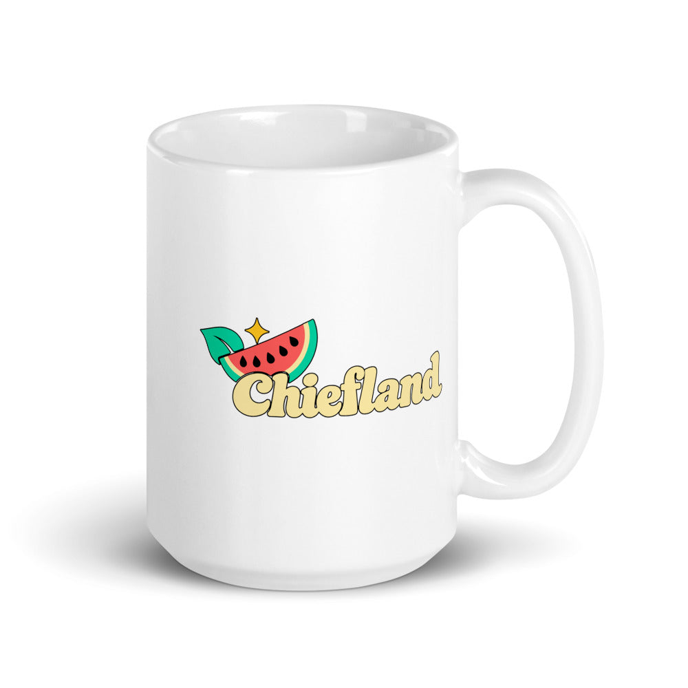 Chiefland — white mug, 15 oz, right side, logo on both sides