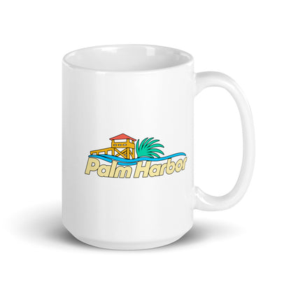 Palm Harbor — white mug, 15 oz, right side, logo on both sides