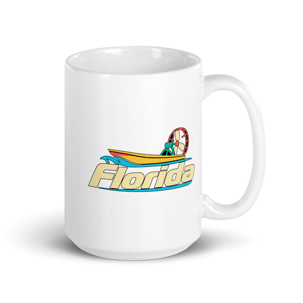 Florida Airboat — white mug, 15 oz, right side, logo on both sides