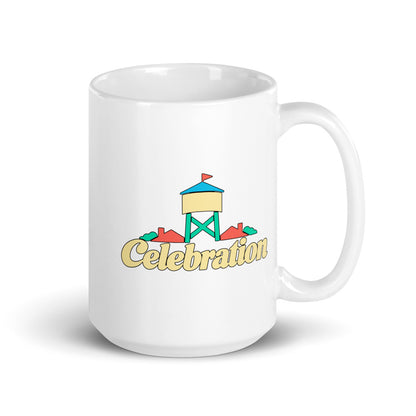 Celebration — white mug, 15 oz, right side, logo on both sides
