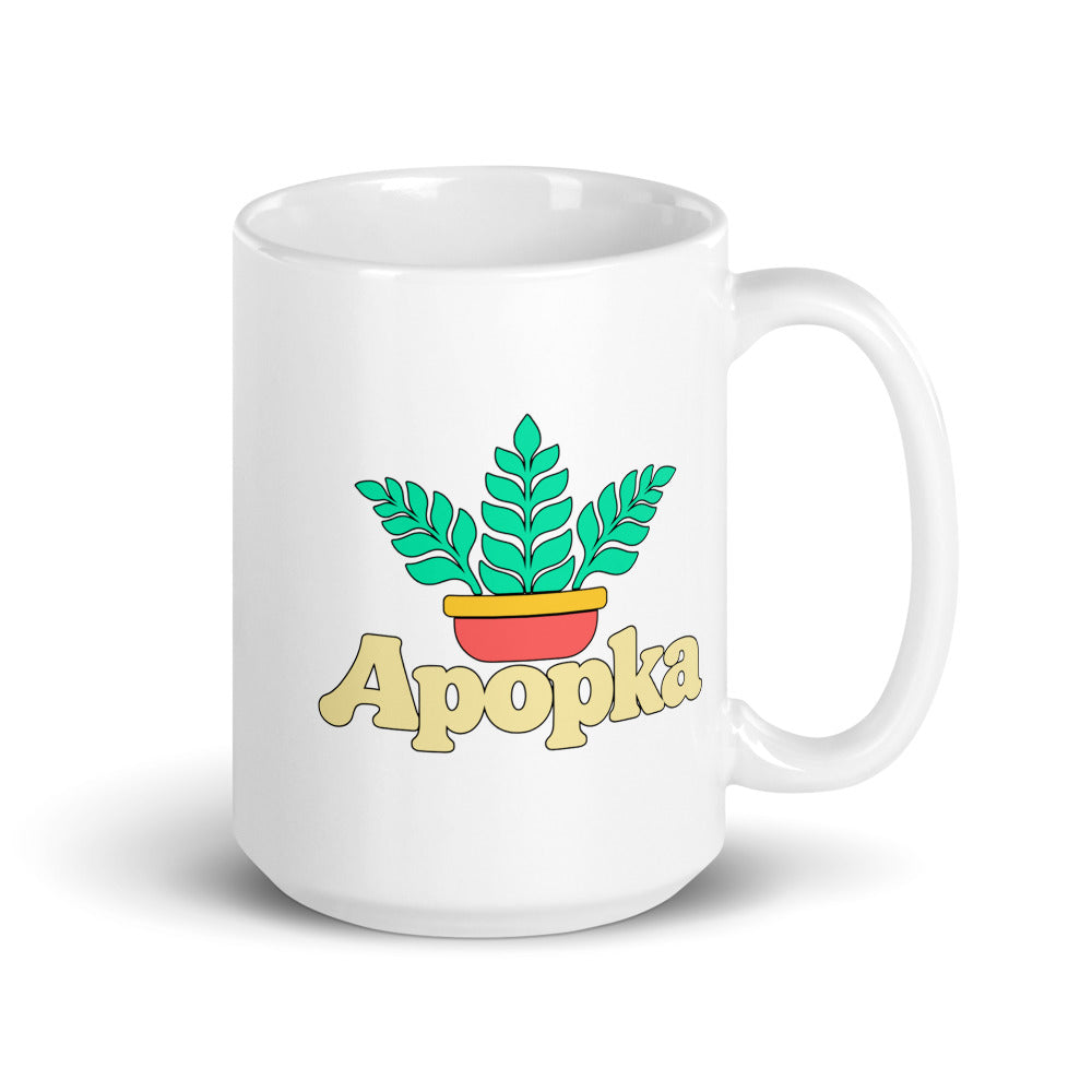 Apopka — white mug, 15 oz, right side, logo on both sides