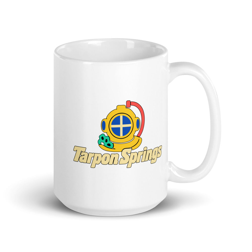 Tarpon Springs — white mug, 15 oz, right side, logo on both sides
