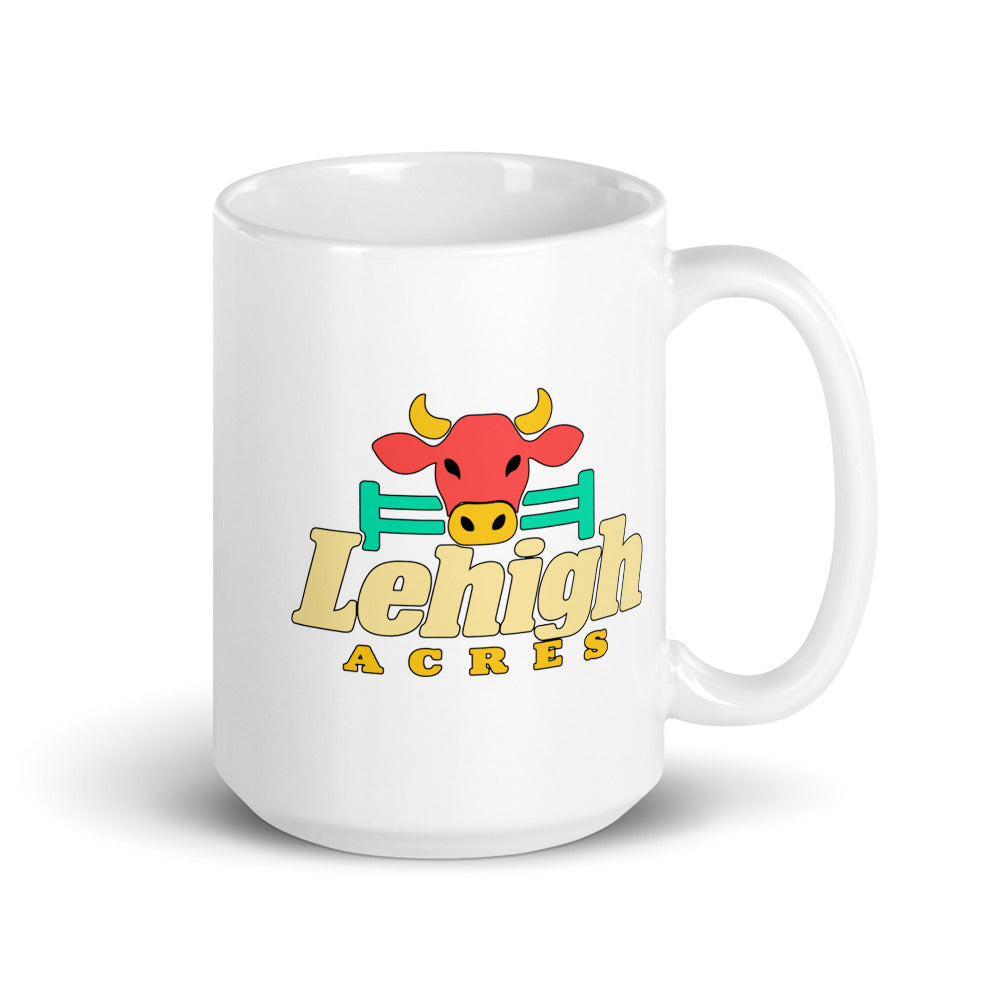 Lehigh Acres — white mug, 15 oz, right side, logo on both sides