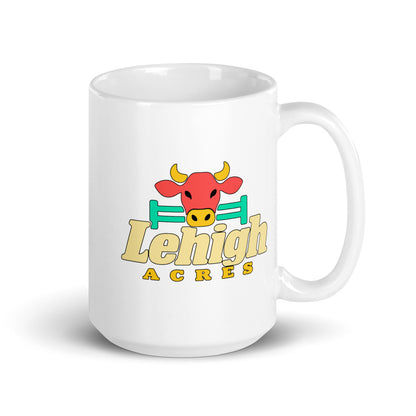Lehigh Acres — white mug, 15 oz, right side, logo on both sides