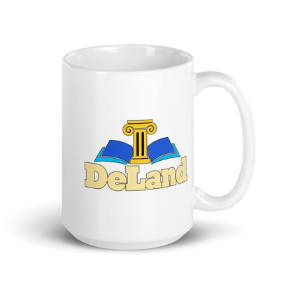 DeLand — white mug, 15 oz, right side, logo on both sides