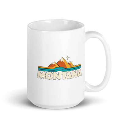 Montana Mountain Lines — white mug, 15 oz, right side, logo on both sides