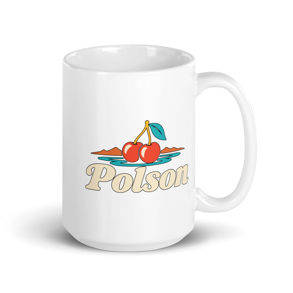 Polson — white mug, 15 oz, right side, logo on both sides