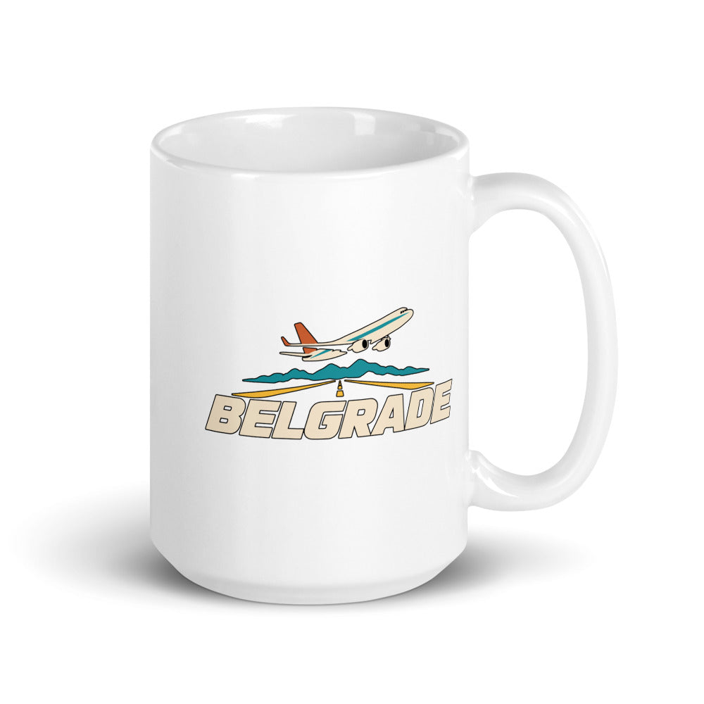 Belgrade — white mug, 15 oz, right side, logo on both sides