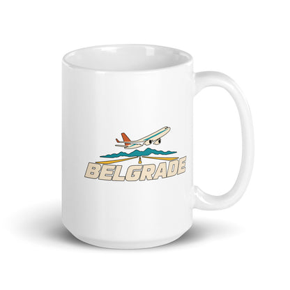 Belgrade — white mug, 15 oz, right side, logo on both sides