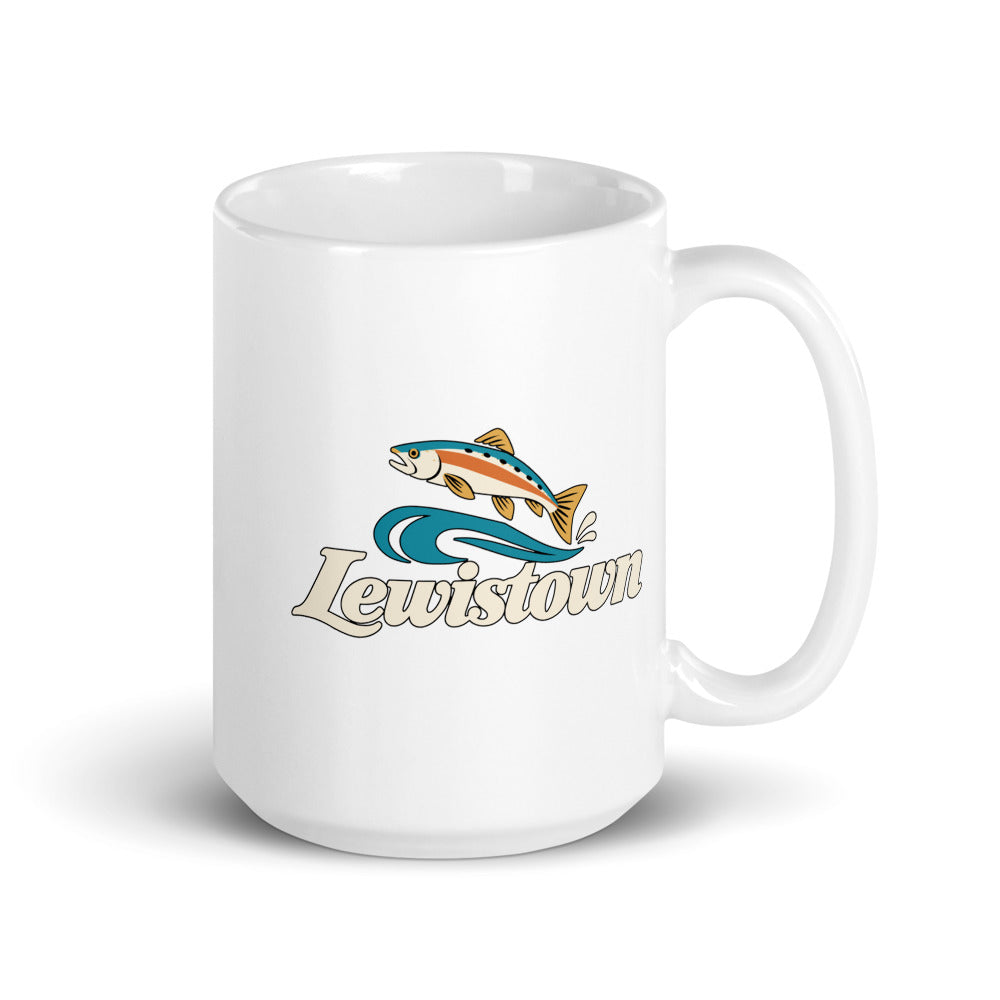 Lewistown — white mug, 15 oz, right side, logo on both sides