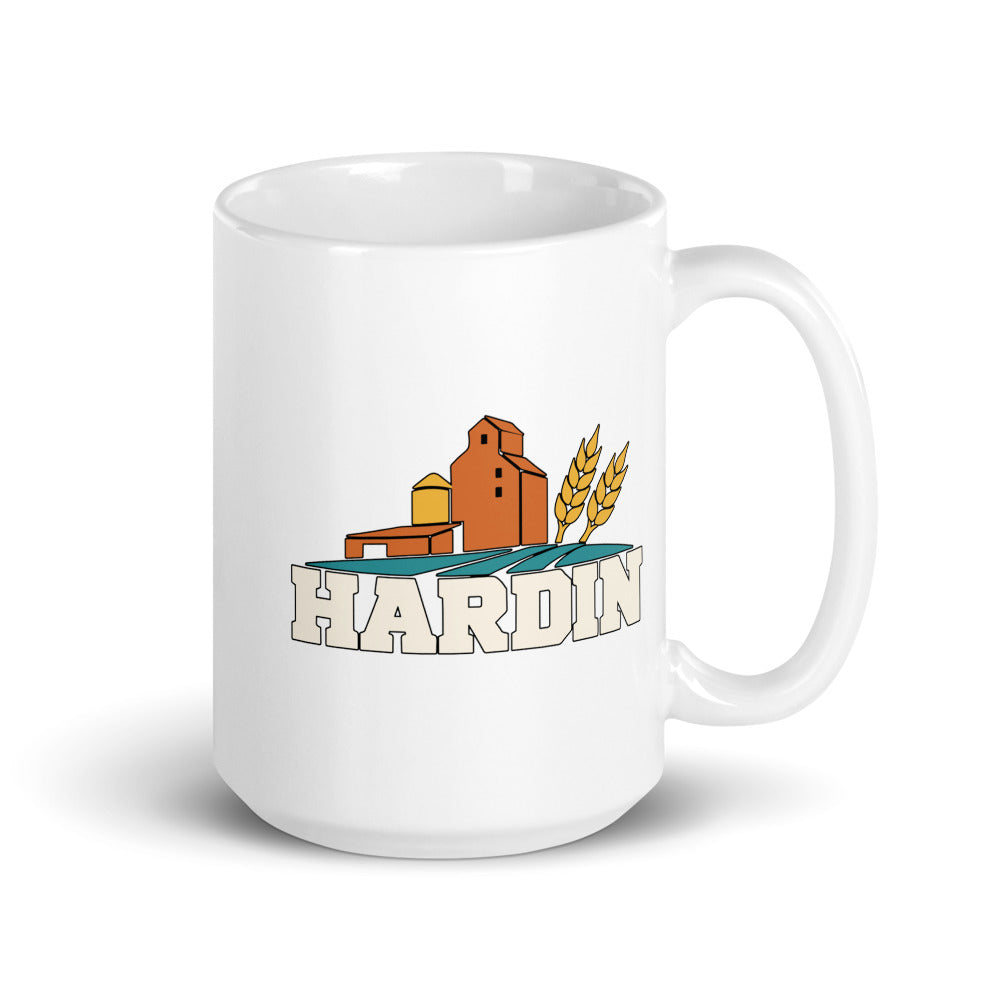 Hardin — white mug, 15 oz, right side, logo on both sides