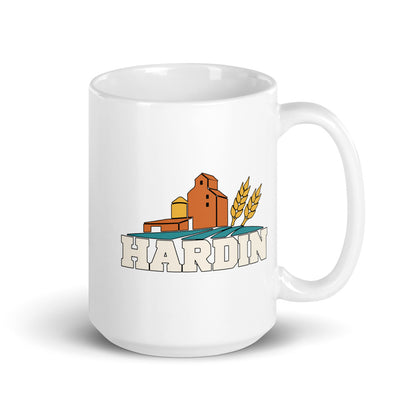 Hardin — white mug, 15 oz, right side, logo on both sides