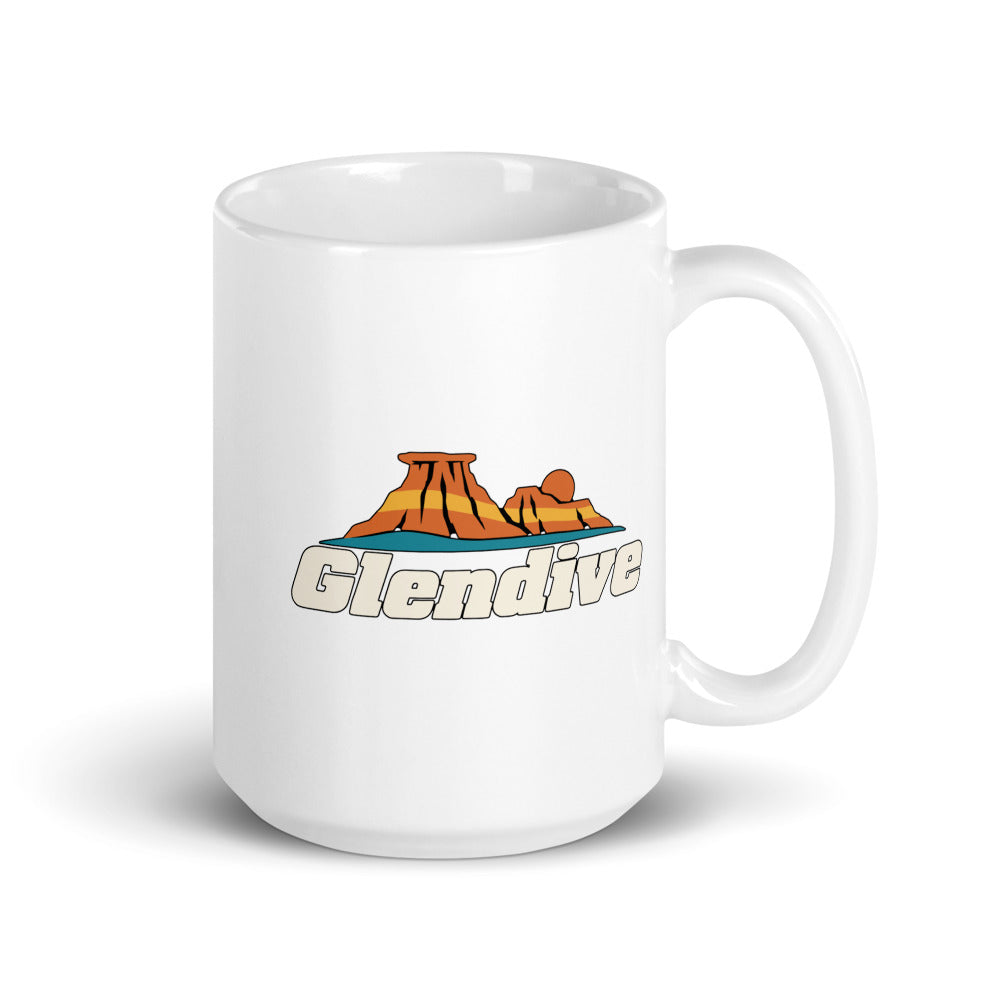 Glendive — white mug, 15 oz, right side, logo on both sides