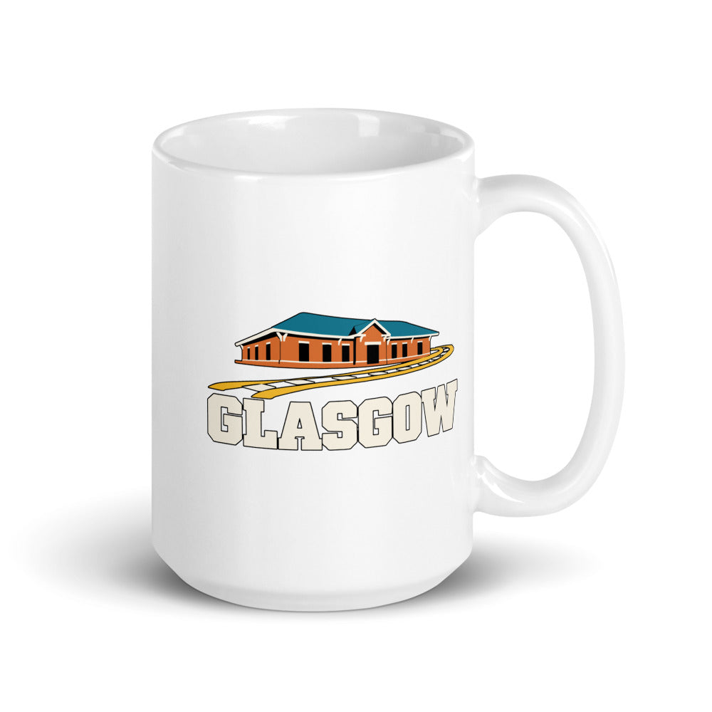 Glasgow — white mug, 15 oz, right side, logo on both sides