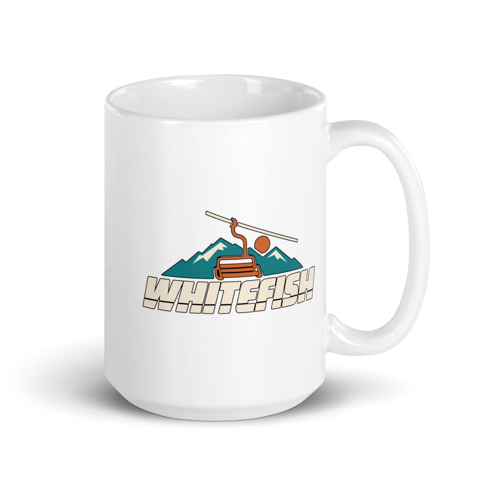 Whitefish — white mug, 15 oz, right side, logo on both sides
