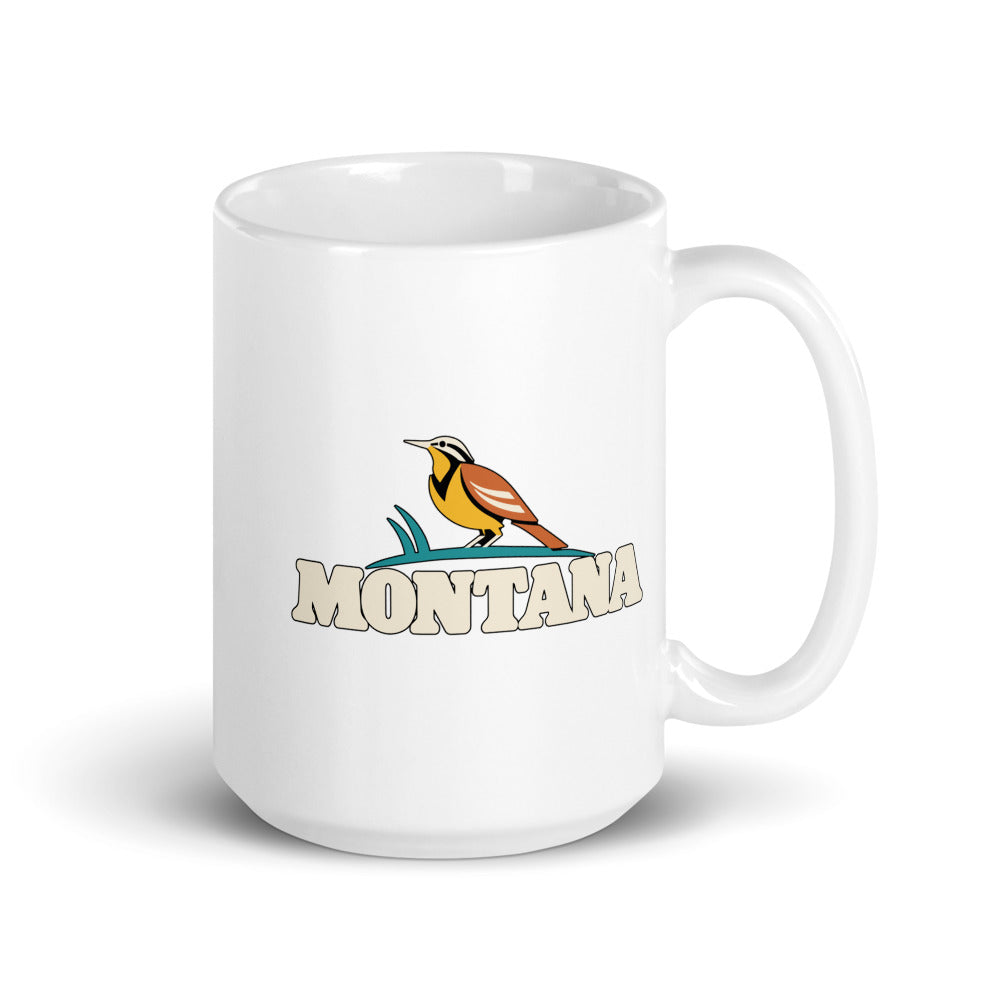 Montana Meadowlark — white mug, 15 oz, right side, logo on both sides